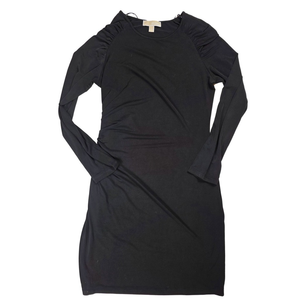 Michael Kors Black Stretch Adjustable Ruched Bodycon Dress Women's Size Large